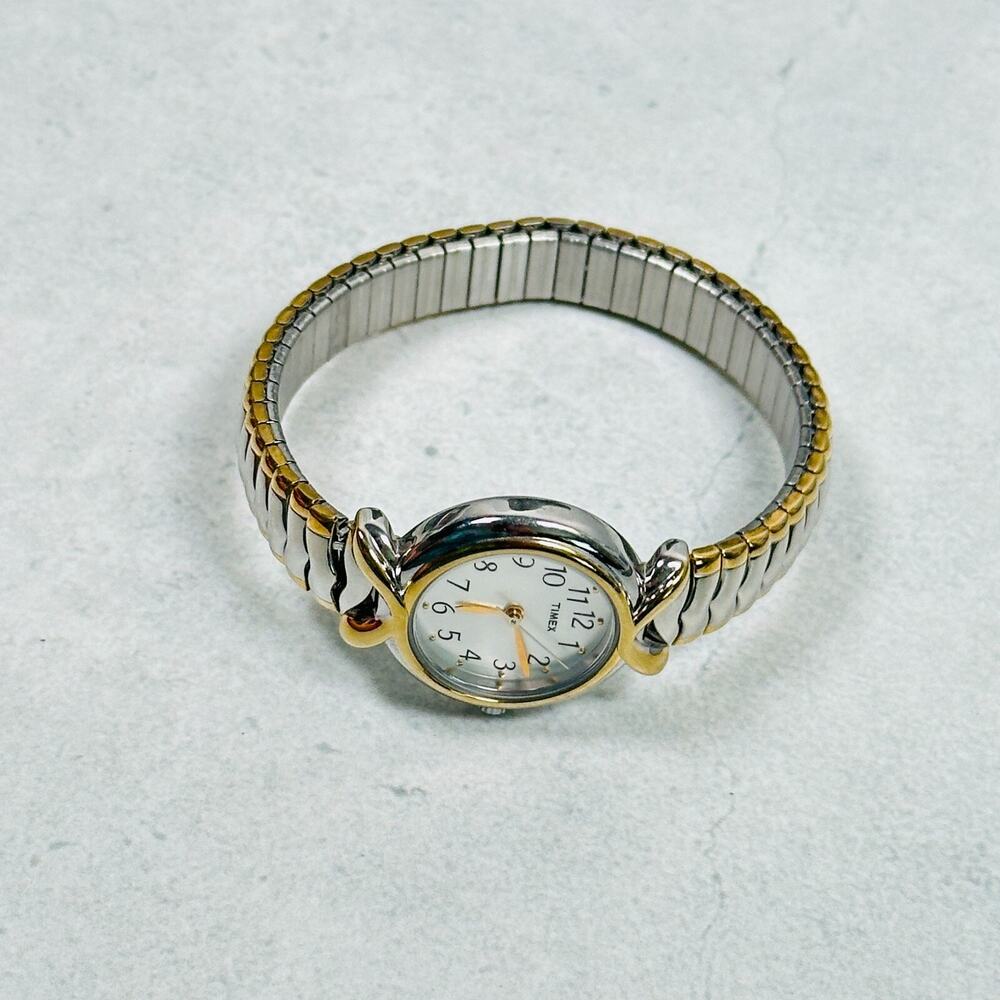 Timex Watch Womens 26mm Two Tone Expansion Quartz 30M WR 6" Classic New Battery - Picture 7 of 11